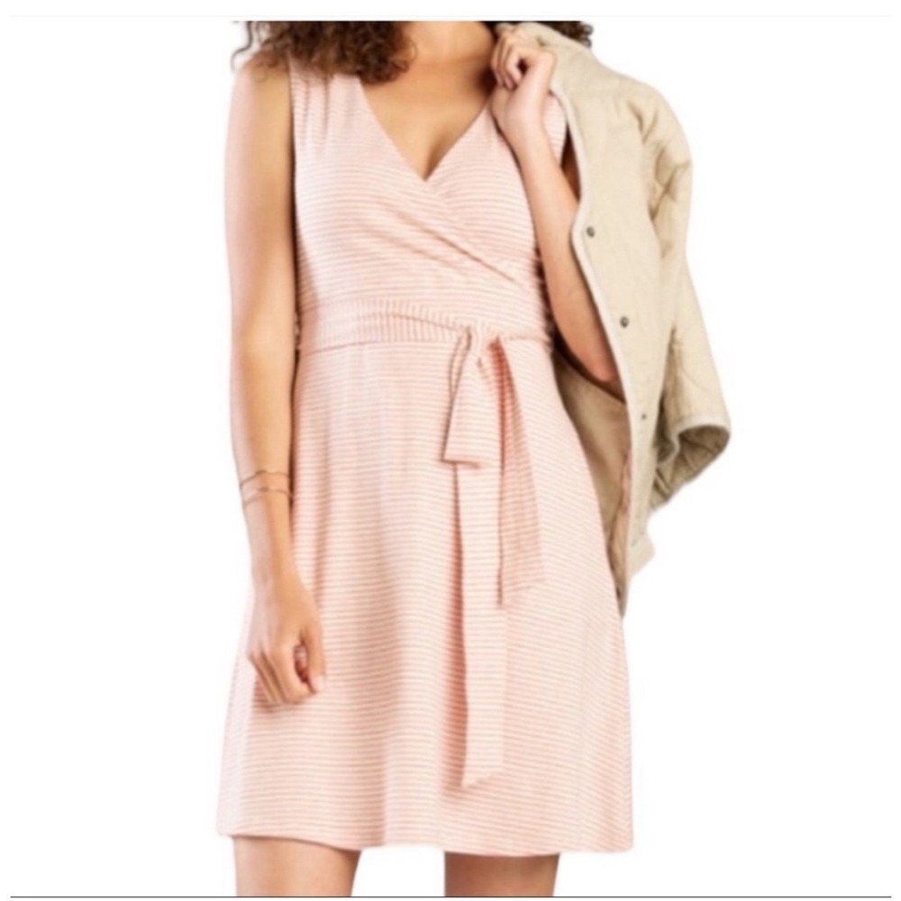 New Toad & Co Cue Sleeveless Pink Mini Stripe Dress Medium NWT